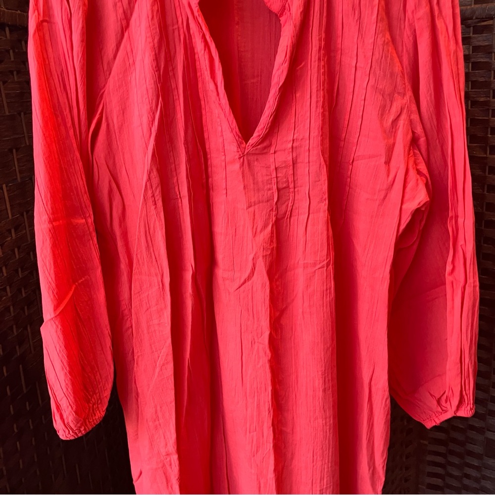 Lauren Ralph Lauren Red Pink Dress Coverup Women Lightweight Beach Size Large - Picture 4 of 11